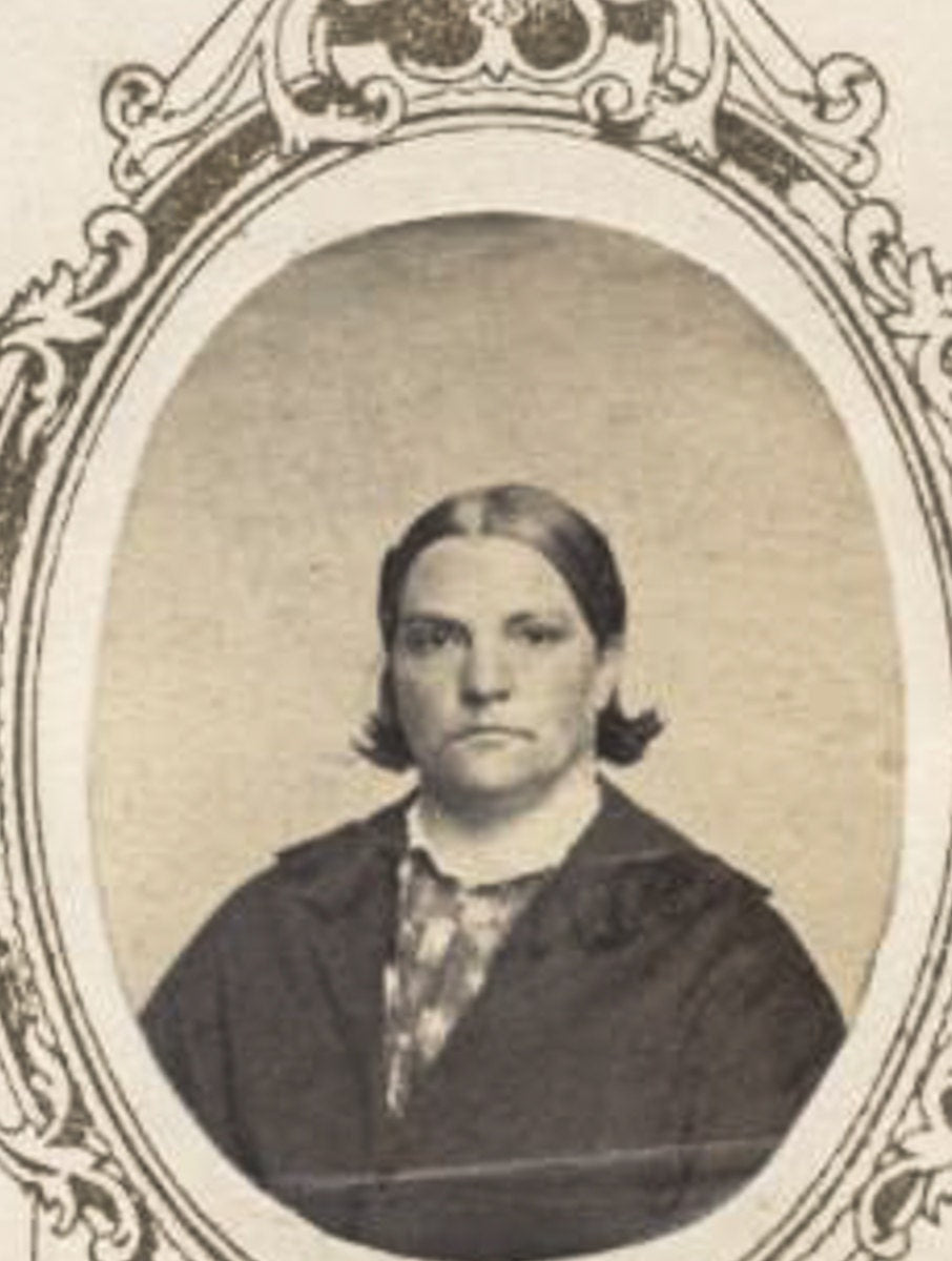 Vintage 1800s CDV  Photo Of Stern Woman with short Hair Behind Ears