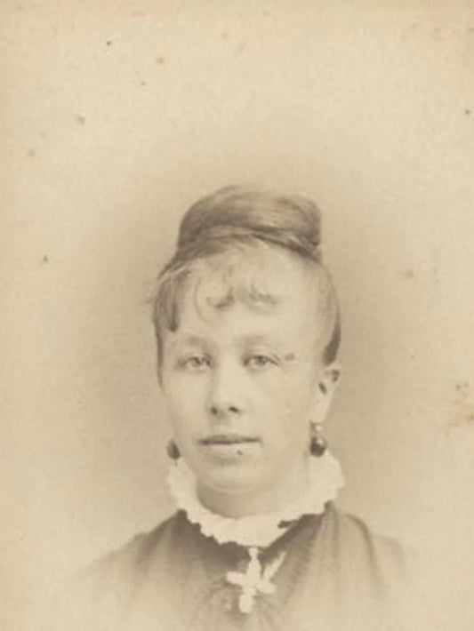 Vintage 1800s CDV Card Photo Of Woman With Up-Do Gazing Lovingly at the Camera