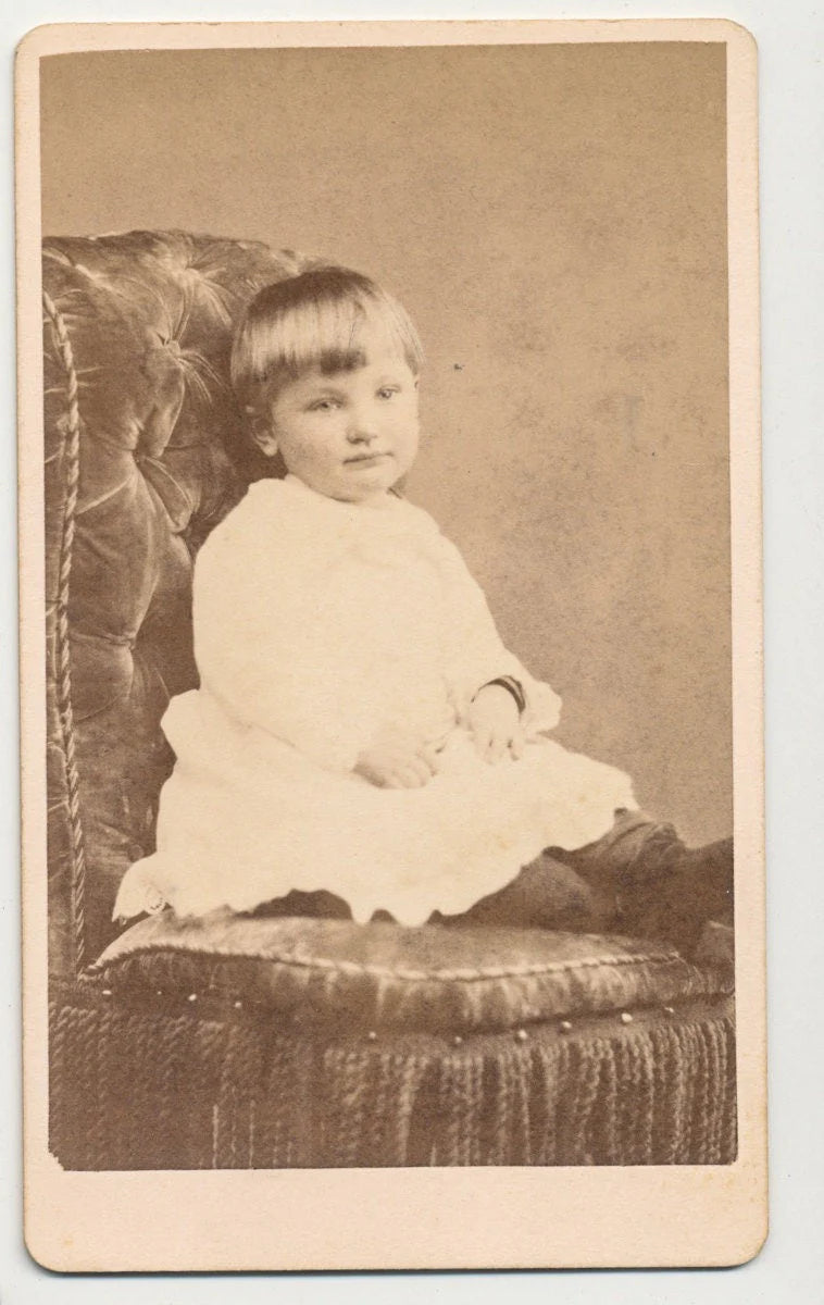 1800's Vintage CDV Photo Card of Adorable Little Girl in White Dress Philadelphia Pennsylvania