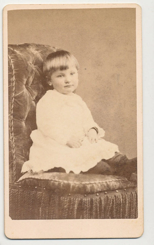 1800's Vintage CDV Photo Card of Adorable Little Girl in White Dress Philadelphia Pennsylvania
