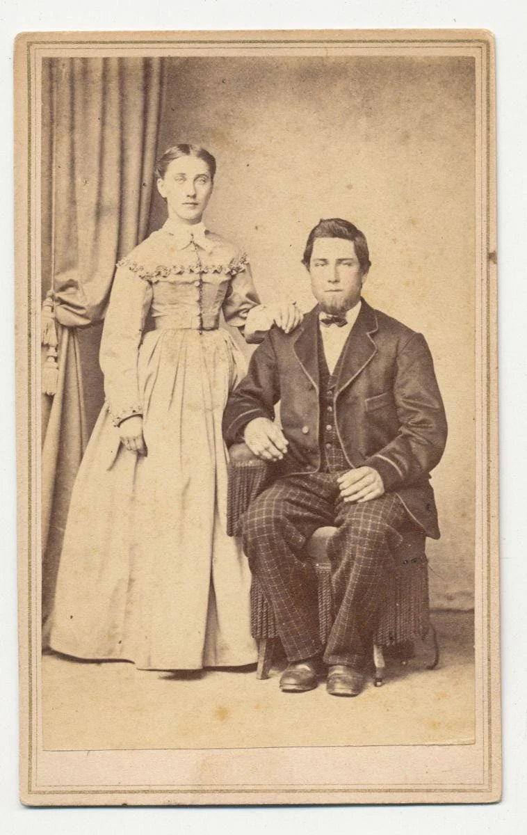 Vintage 1800's CDV Photo of Young Couple, Lancaster Pennsylvania//Posing Together//Sophisticated Couple//Cute Couple