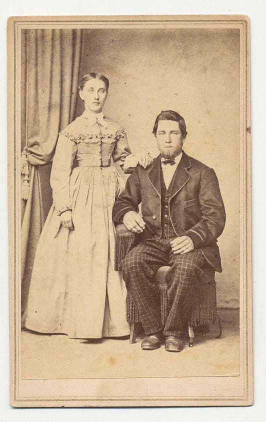 Vintage 1800's CDV Photo of Young Couple, Lancaster Pennsylvania//Posing Together//Sophisticated Couple//Cute Couple