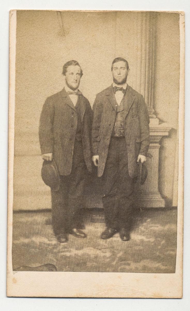 Vintage 1800's CDV Photo of Two Men In Matching Attire Lancaster Pa.//Antique Group Portrait//Sepia Toned Image