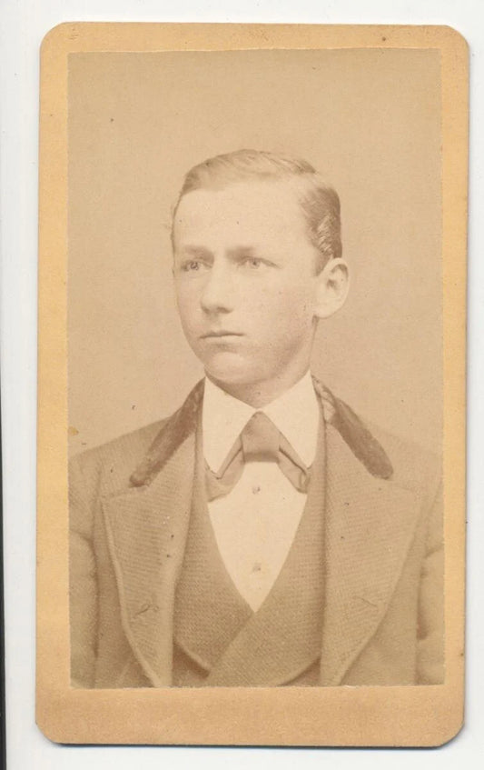 Vintage 1800's CDV Photo of Dapper Young Man from Pa.//19th Century CDV Headshot of  Boy//Antique Photo