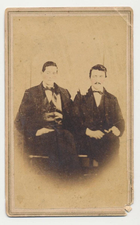 Vintage 1800s CDV Photo of Two Fancy Men Posing For Camera in Pa//Antique Photo of Dapper Men//Hand Tinted CDV