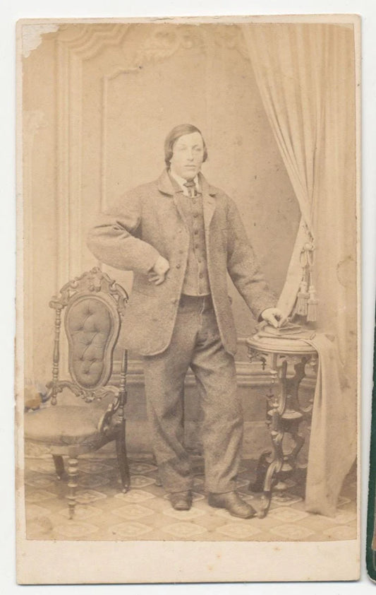 CDV Photo From The 1800s of Posed Man With Hand on Hip from Lancaster Pa.//19th Century Photo of Older Man Posing