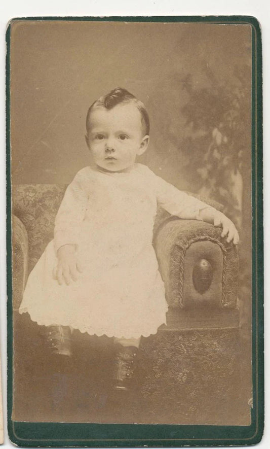 CDV Photo From The 1800s of Mohawk Baby in Boots Columbia Pa.//Antique Portrait//19th Century Photo of Child