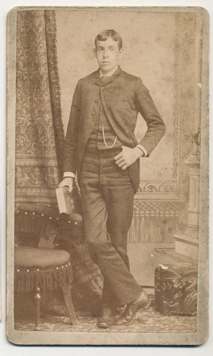 CDV Photo From The 1800s of Pensive Young Man With Hand In Pocket from Lancaster Pennsylvania//Antique Young Man Portrait