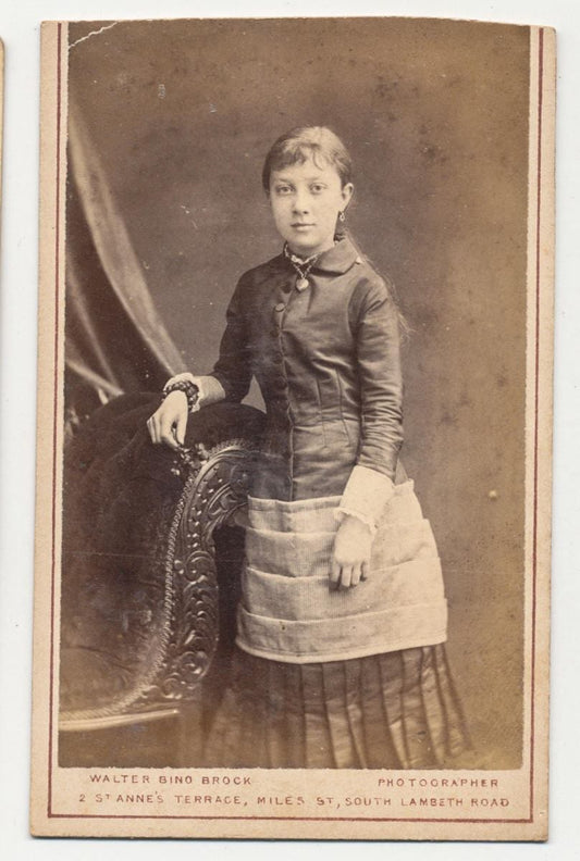 CDV Photo From The 1800s//Young Girl in Fluffy Dress//London Portrait