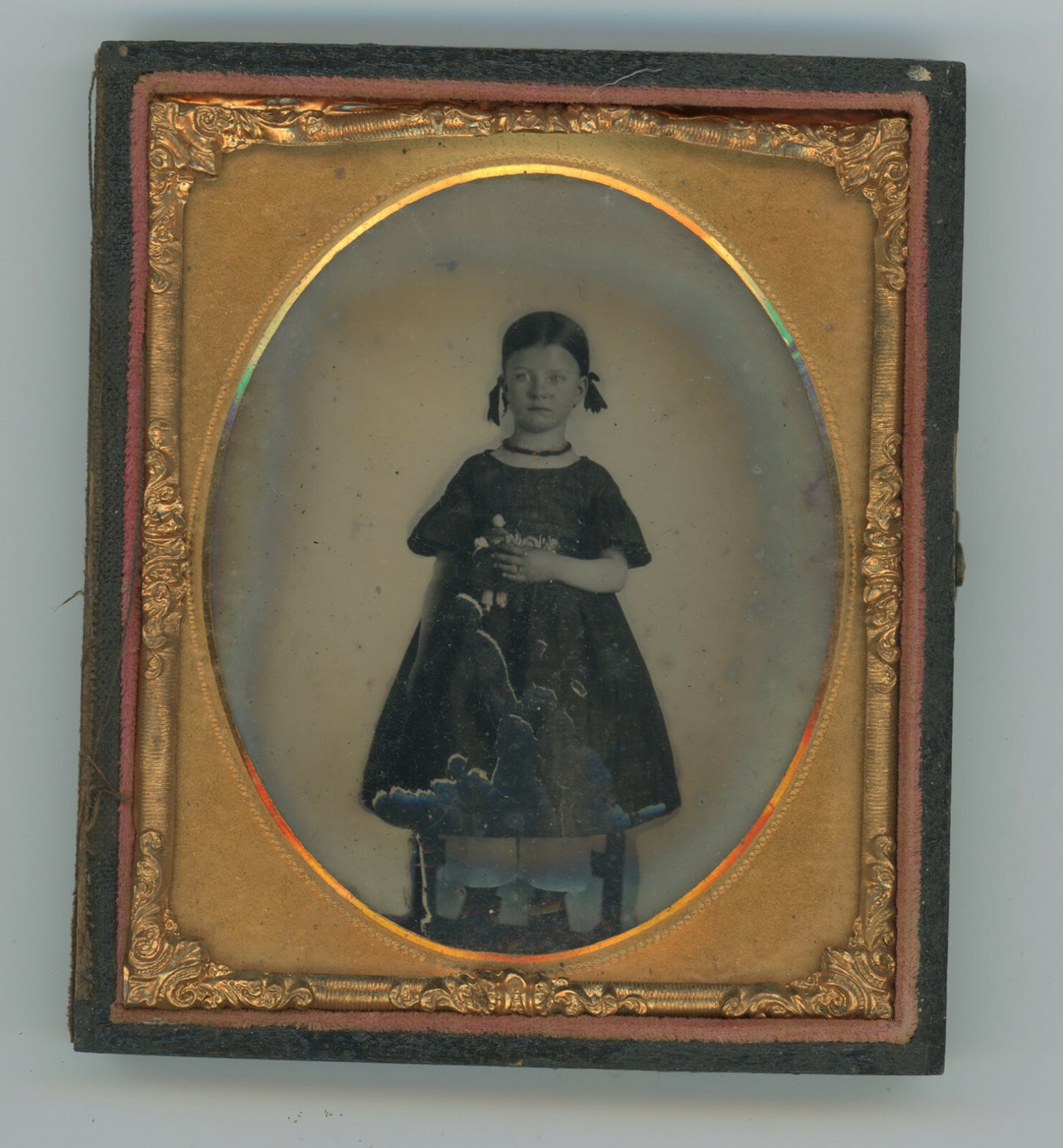 AMBROTYPE LITTLE GIRL HOLDING DOLL