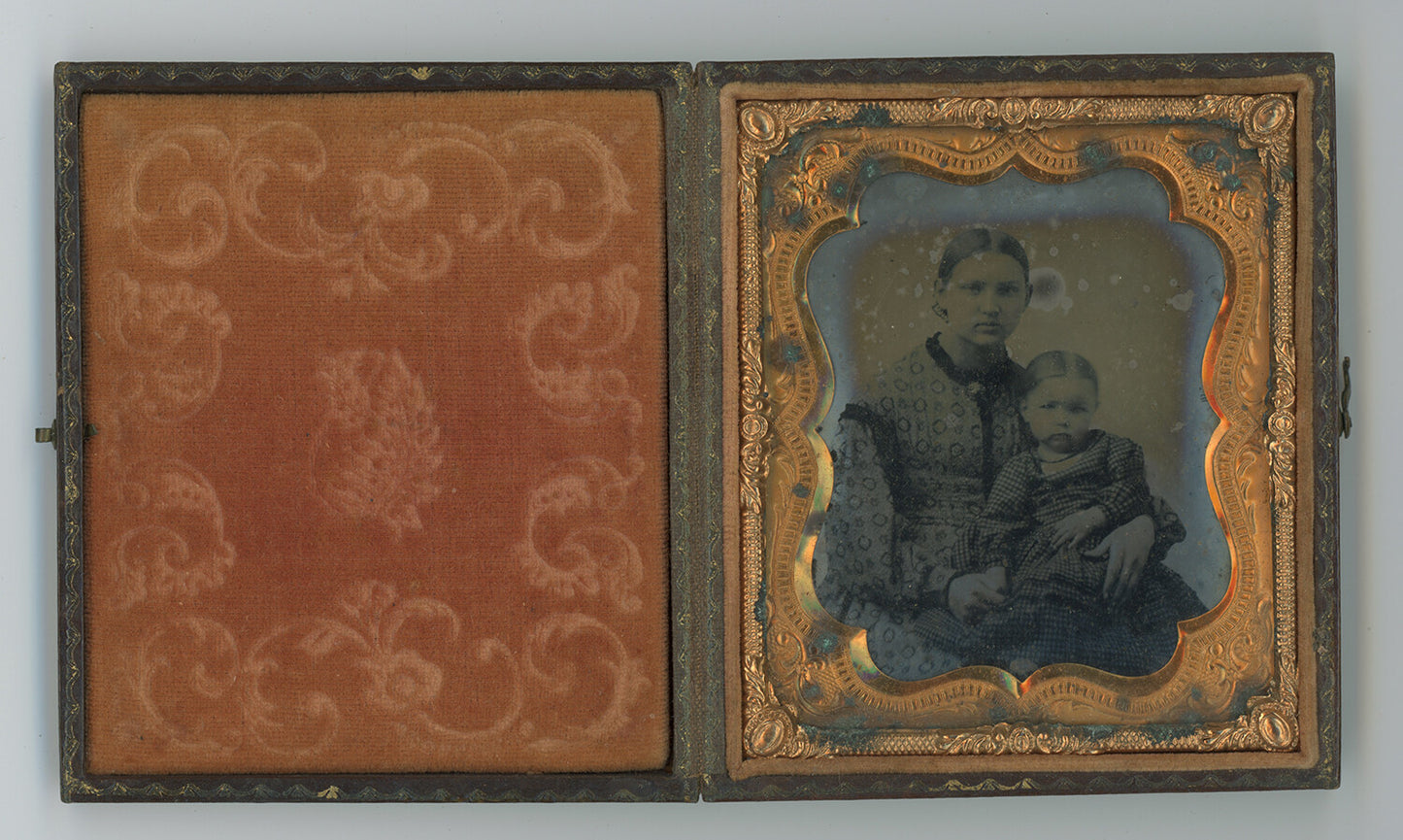 YOUNG MOTHER + CHILD AMBROTYPE