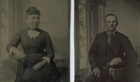 PAINTED BACKGROUND & POSING STOOL SET OF 2, 1/6 PLATE TINTYPES