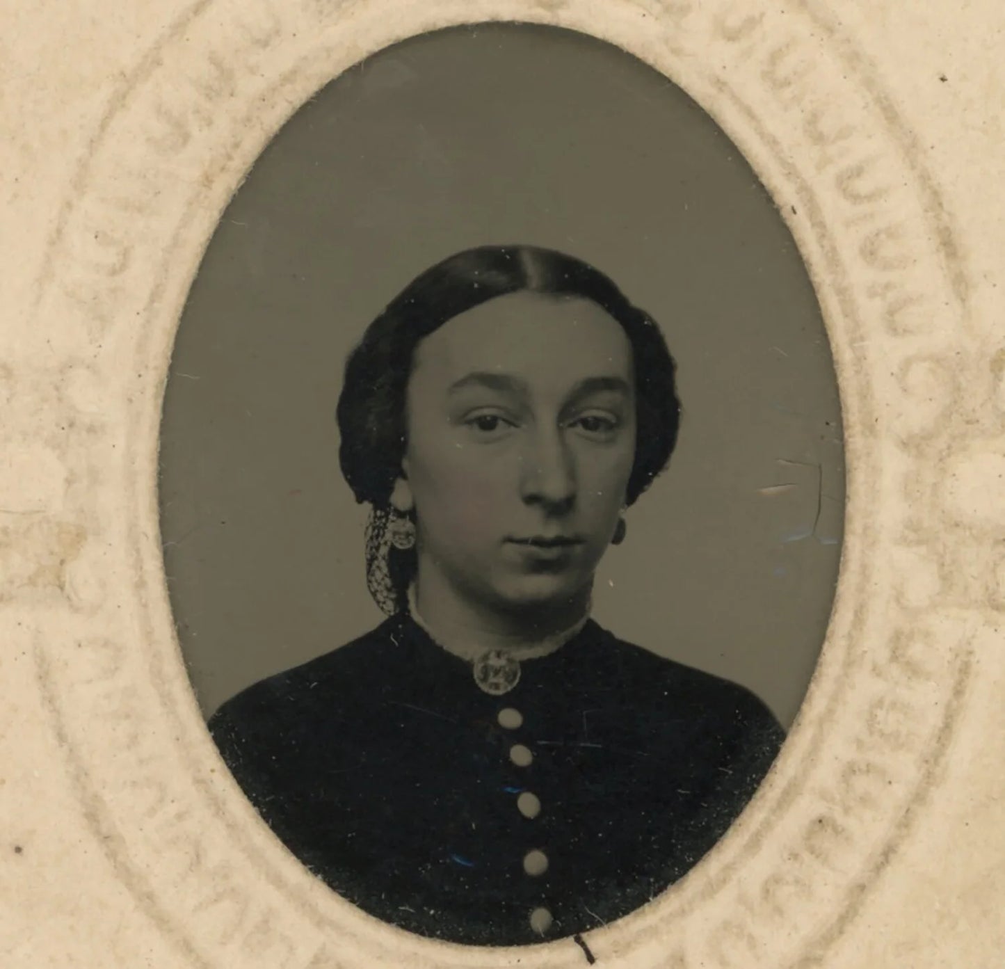 1865 CIVIL WAR ERA W/ STAMP 1/16 PLATE TINTYPE