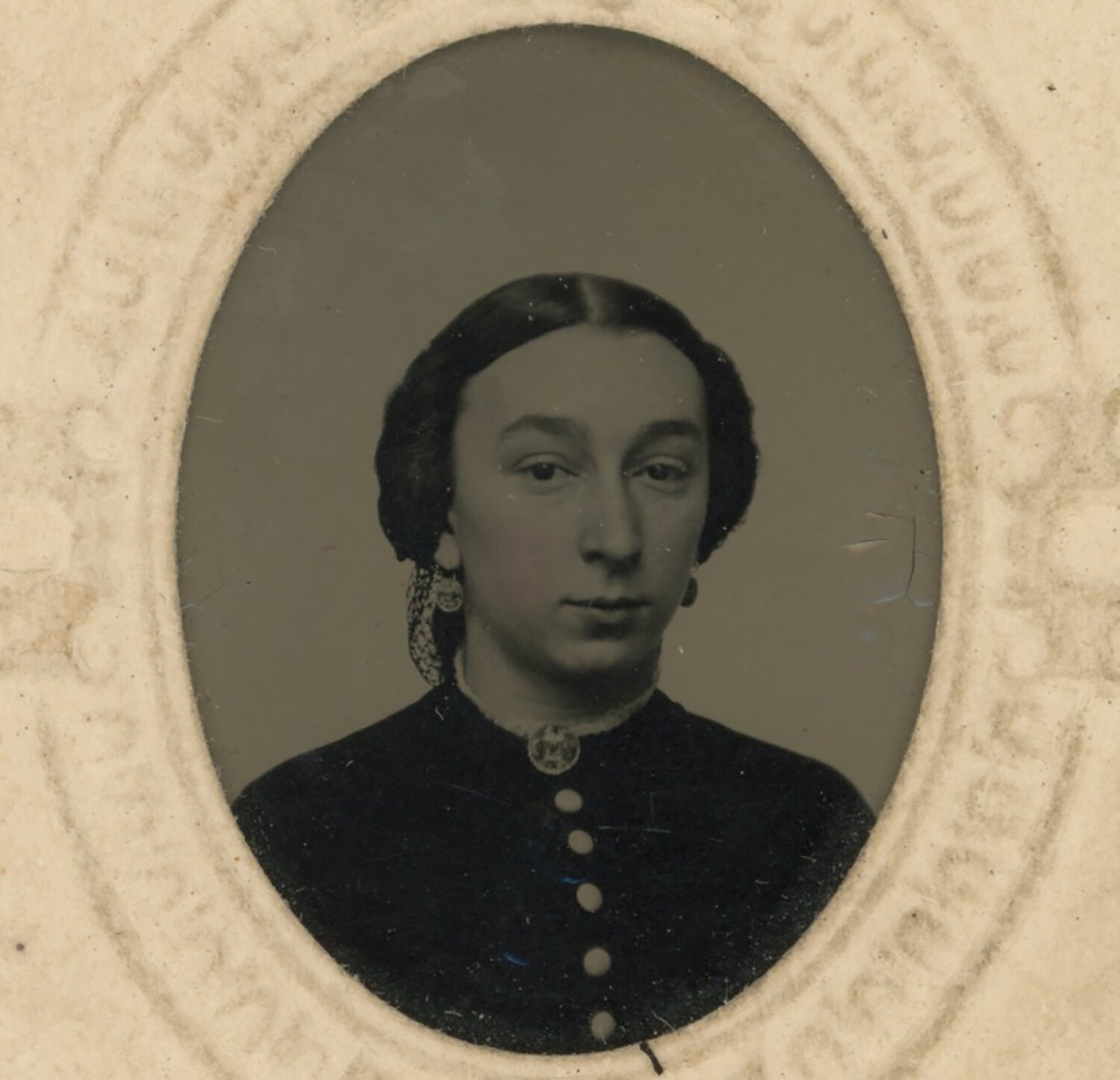 1865 CIVIL WAR ERA W/ STAMP 1/16 PLATE TINTYPE