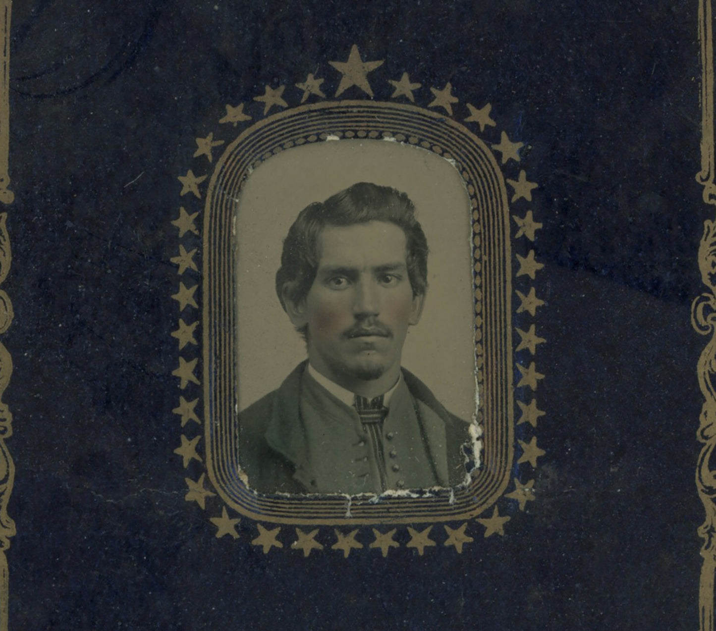 CIVIL WAR SOLDIER GEM SIZE TINTYPE IN MATT