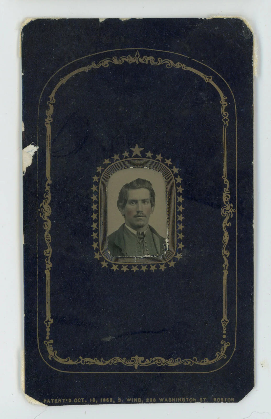 CIVIL WAR SOLDIER GEM SIZE TINTYPE IN MATT