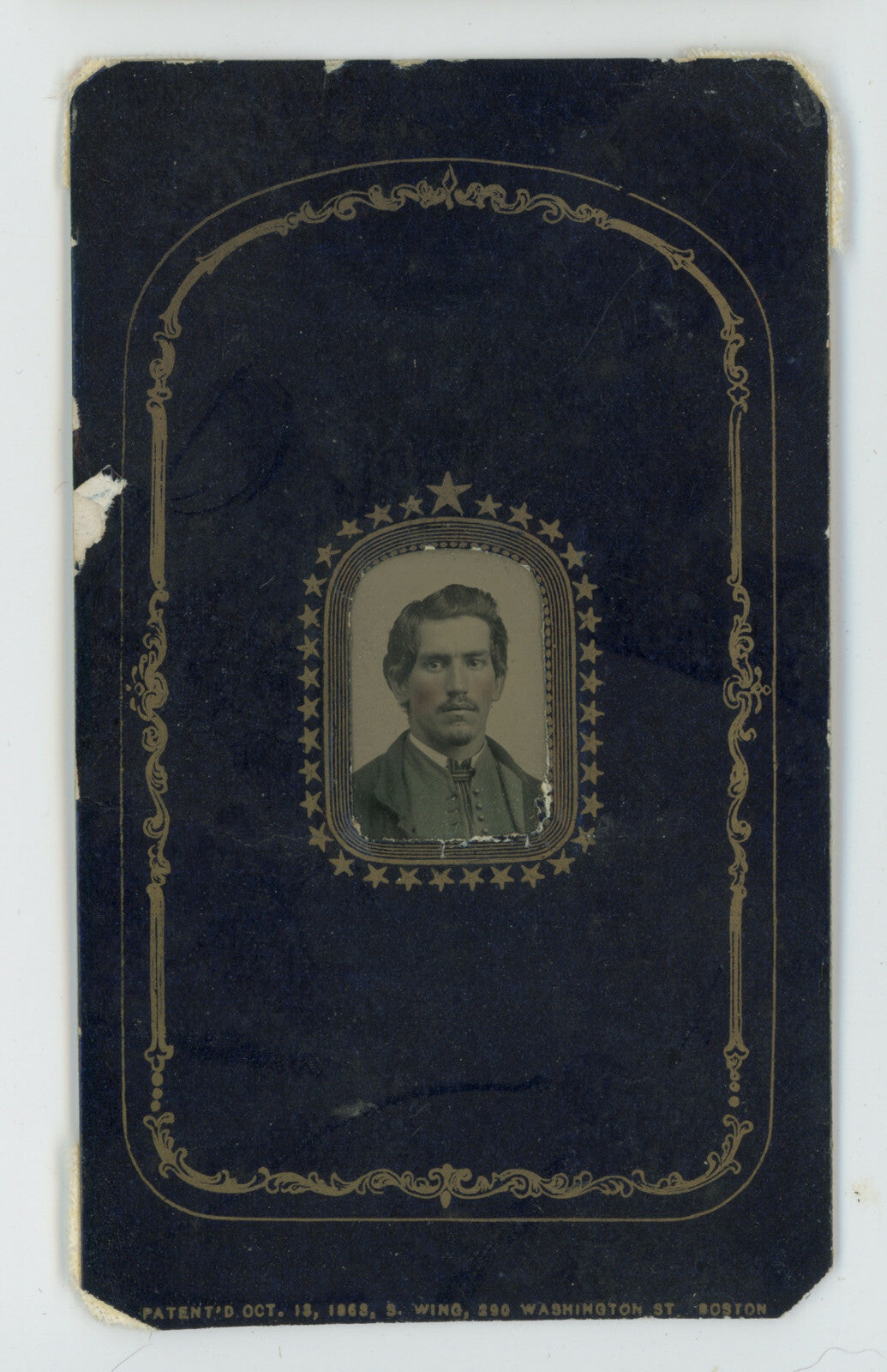 CIVIL WAR SOLDIER GEM SIZE TINTYPE IN MATT