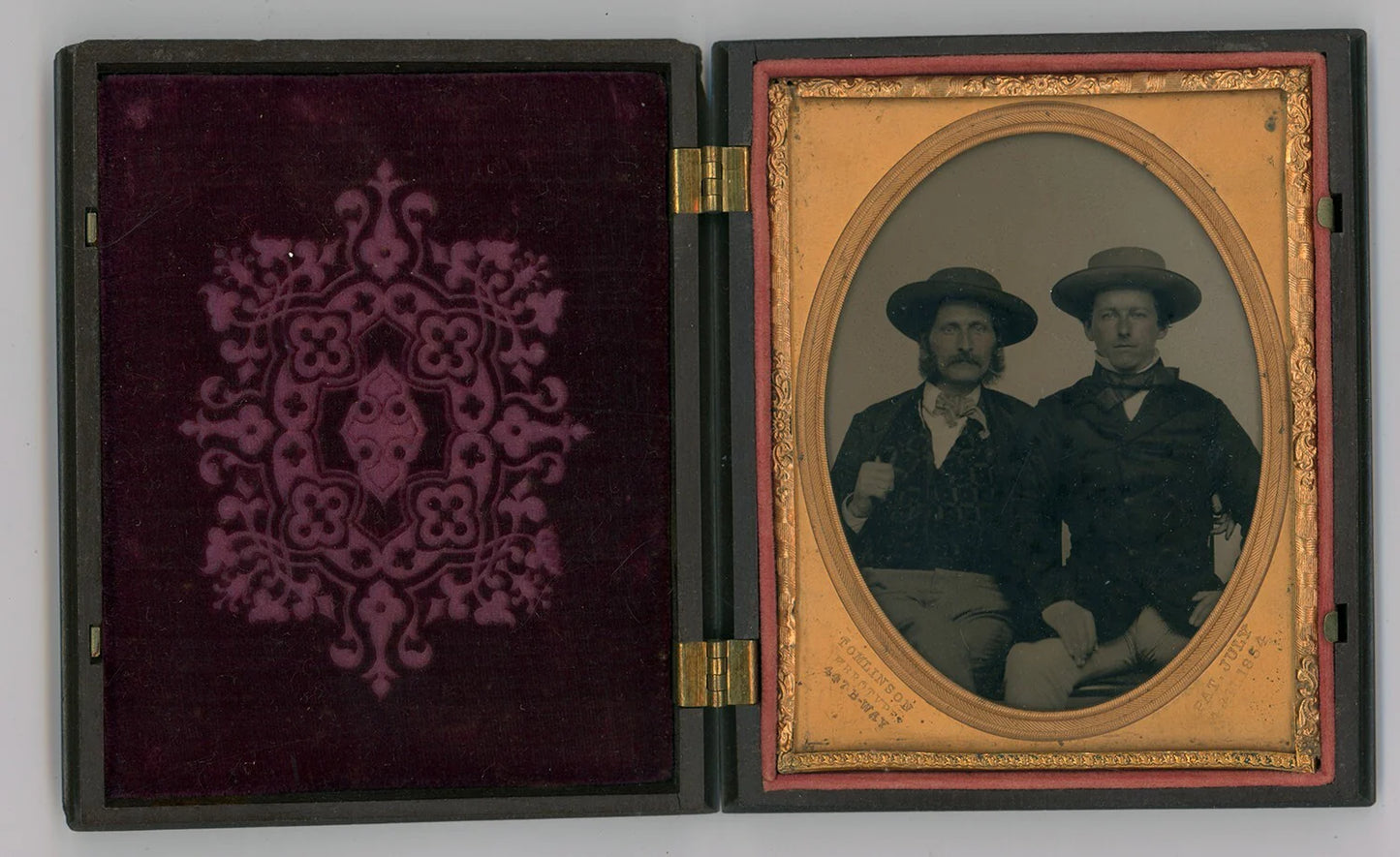1854 CRISP AMBROTYPE BY TOMLINSON GUTTA PERCHA CASE 1/4 PLATE