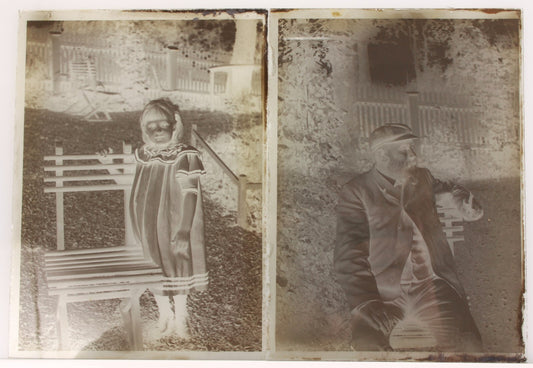 Lot of 8 Vintage Original 5x7 Glass B&W Negatives Family Nature Portraits