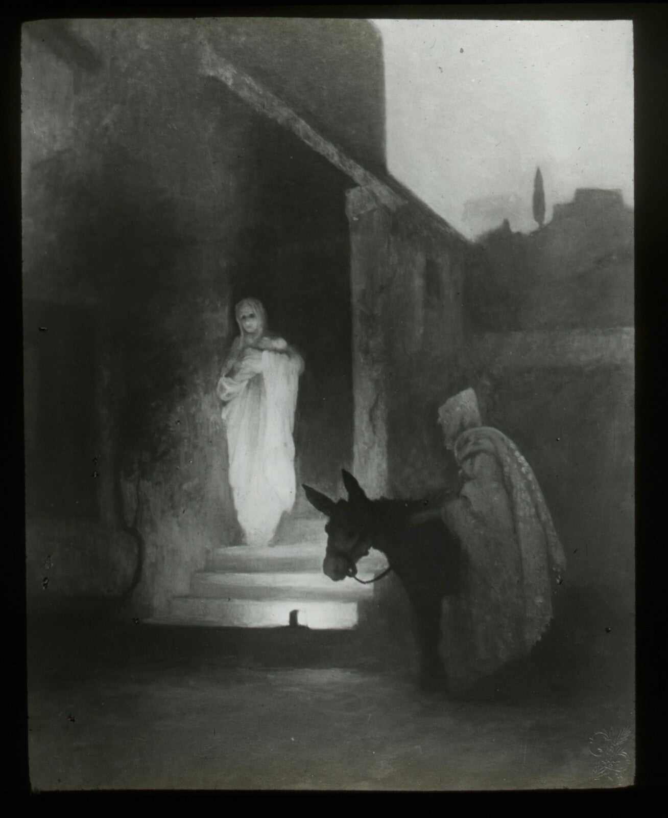 Vintage Lantern Slide: Departure for Egypt, Duffet, 3.25x4in Glass Travel Photo,