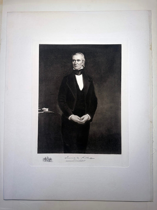 Vintage Photogravure of James K Polk - White House Gallery Two-Page Set with