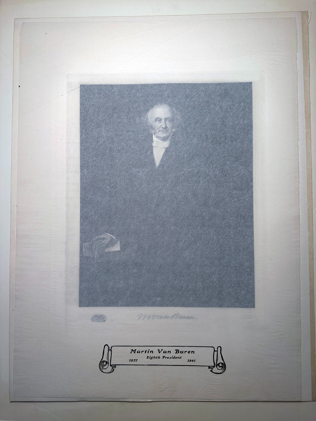 Vintage photogravure: Martin Van Buren portrait - Official White House Gallery,