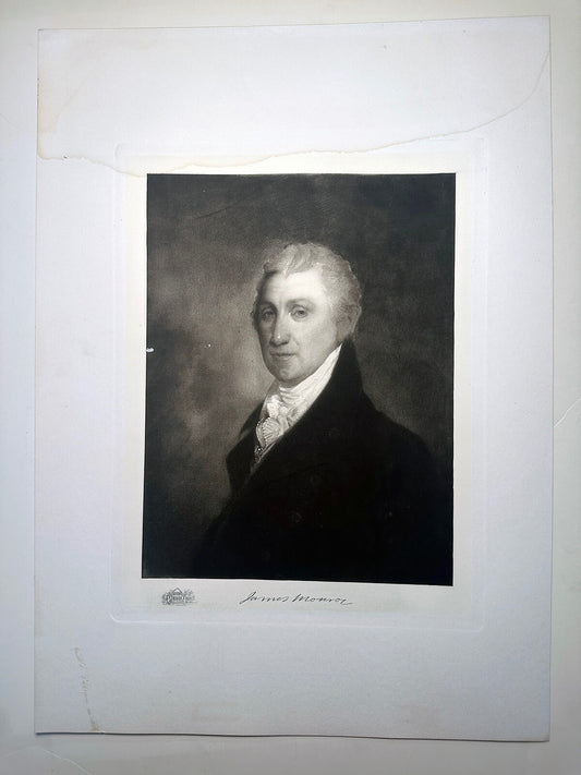 Vintage Photogravure: White House Gallery James Monroe Portrait with Full