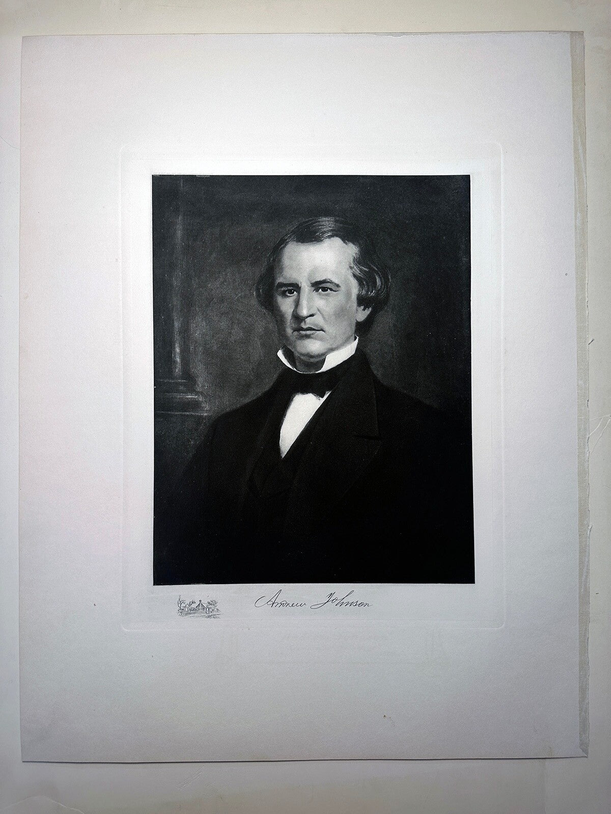 Vintage photogravure of President Andrew Johnson - White House Gallery; 10x12