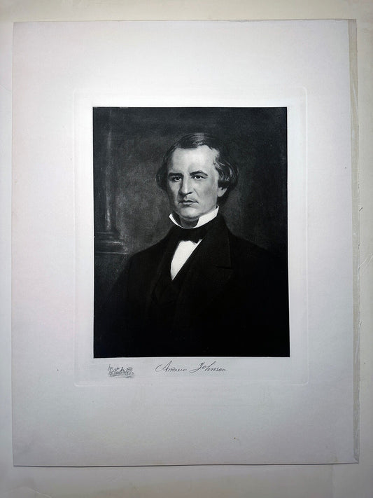 Vintage photogravure of President Andrew Johnson - White House Gallery; 10x12