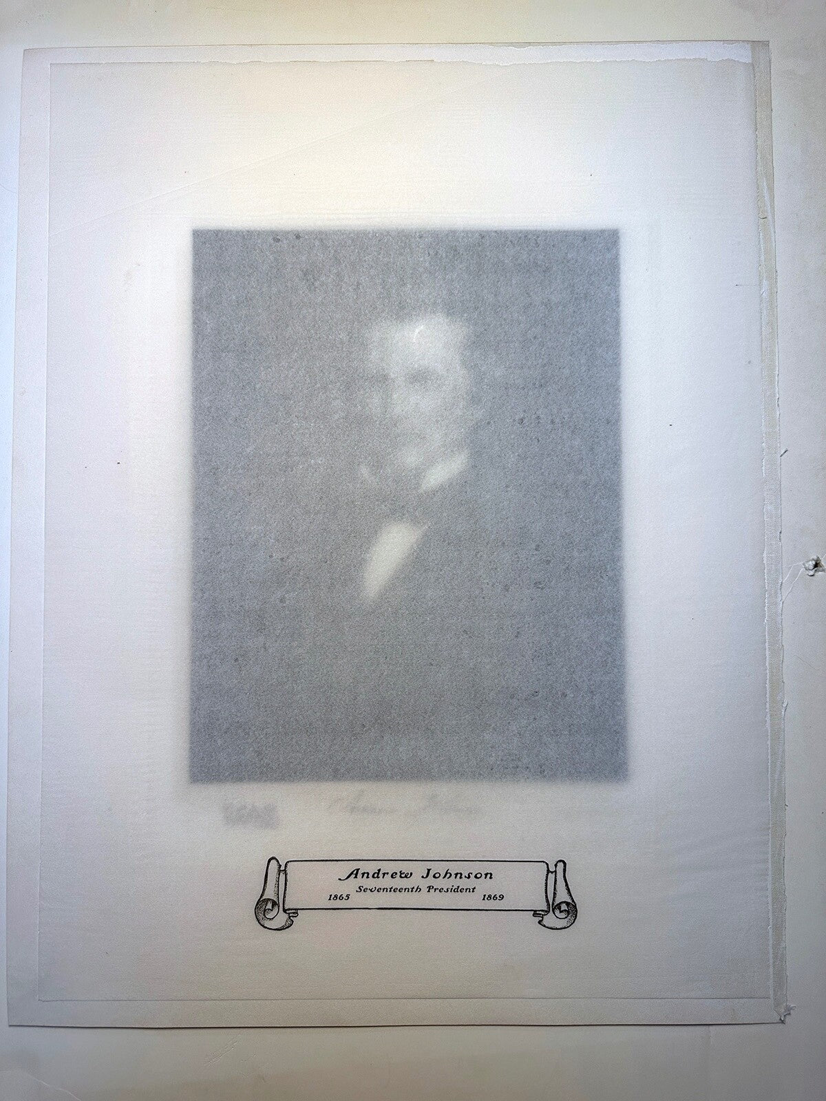 Vintage photogravure of President Andrew Johnson - White House Gallery; 10x12