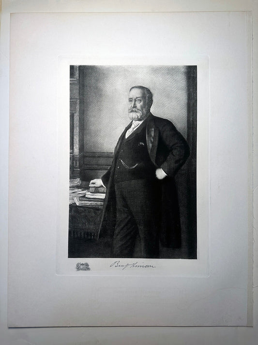 Vintage photogravure of President Benjamin Harrison - Official White House