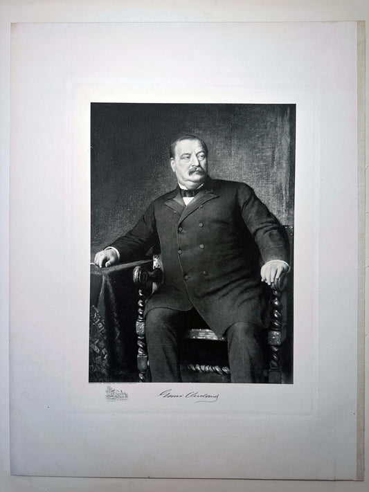 Vintage Grover Cleveland White House Portrait - Photogravure Official Portrait,