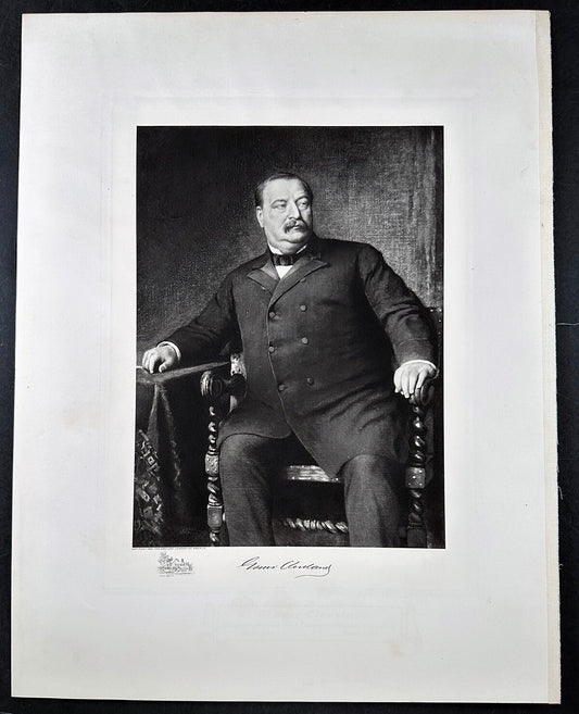Vintage Grover Cleveland Photogravure Portrait, White House Gallery 8x12 on
