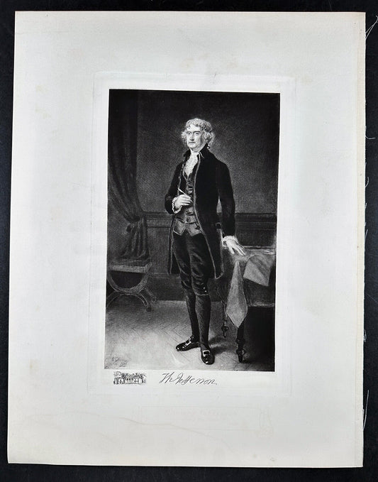 Vintage Photogravure: Official White House Gallery Thomas Jefferson Portrait,