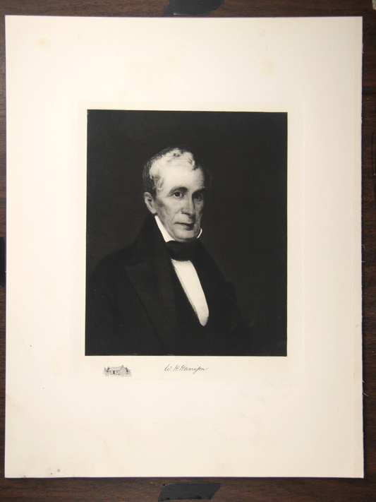 Vintage photogravure of William Henry Harrison, 9th U.S. President - White House