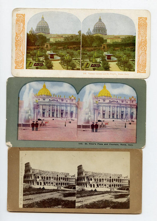Antique 19th Century Stereoviews of Italy Set of Three