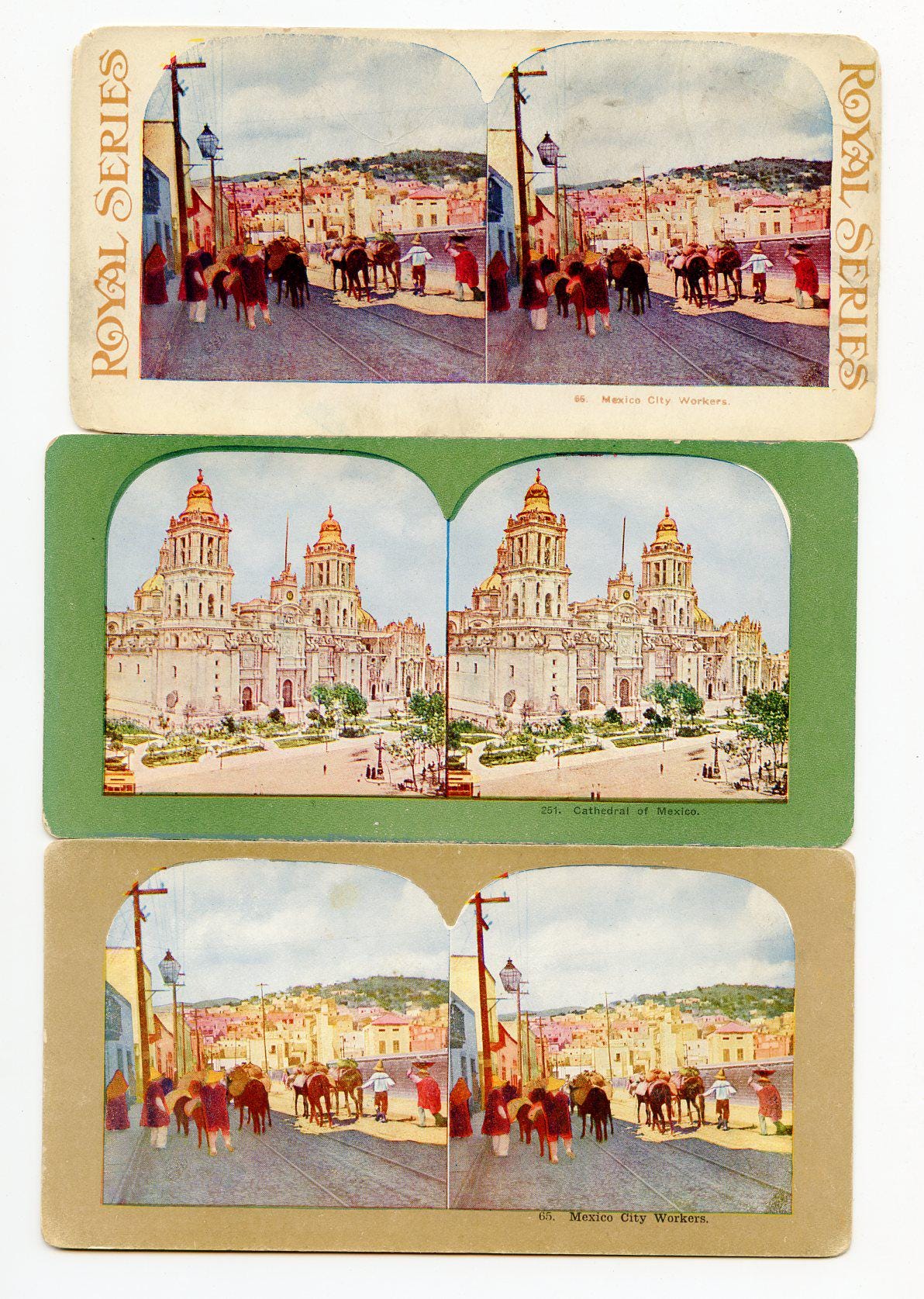 Antique Stereoviews Lot of Five, Views of Mexico Streets and Plants