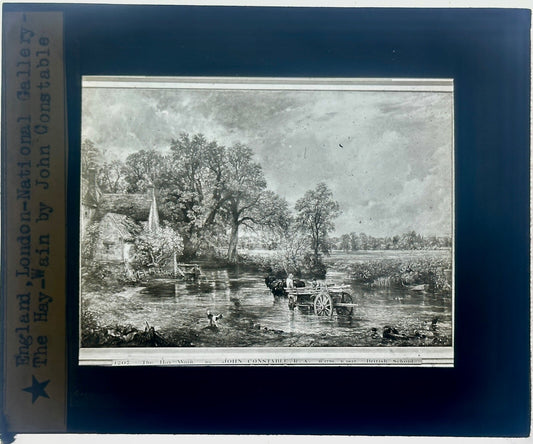 Vintage Lantern Slide The Hay-Wain John Constable British School 3.25x4 in -