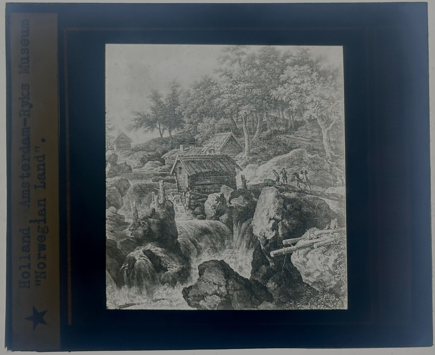 Vintage Lantern Slide Norwegian Landscape Amsterdam-Ryks Museum Glass 3.25x4in