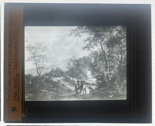 Vintage Lantern Slide: Jan Both Dutch Landscape, 3.25 x 4 in Glass Photo for