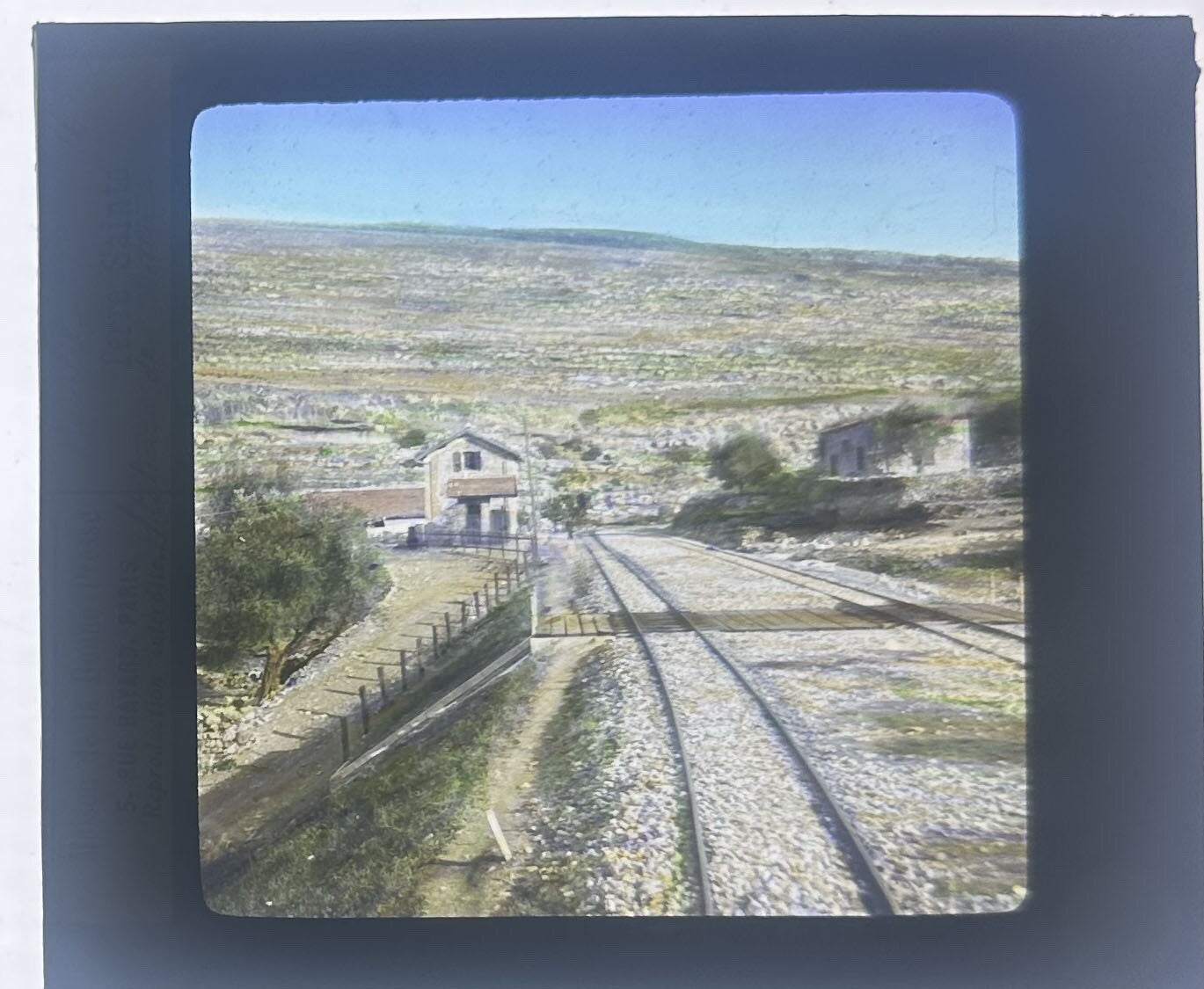 Vintage lantern slide Station de Bitter 3.25x4 in -- Authentic historical photo