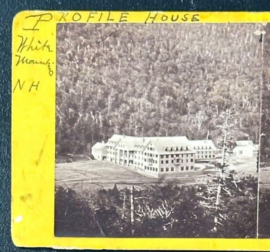 Vintage stereoview card Profile House White Mountains NH - 3D stereograph photo,