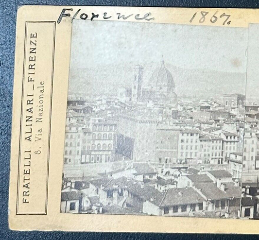 Vintage Florence 1867 Stereoview Card - Twin-Image Authentic Photo for