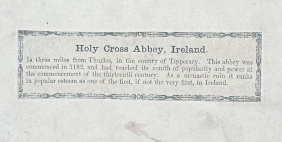Vintage Stereoview Card: “Holy Cross Abbey, Ireland “