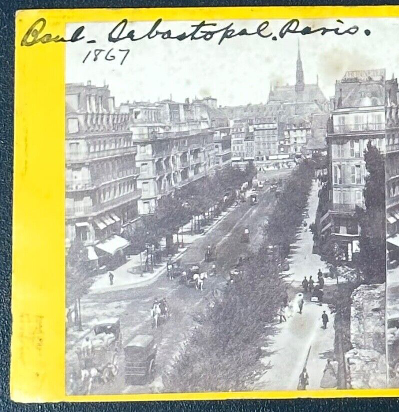 Vintage Stereoview Card - Boulevard de Sébastopol, Rive Gauche, Paris 1867 -