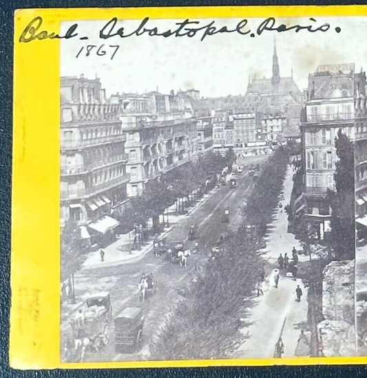 Vintage Stereoview Card - Boulevard de Sébastopol, Rive Gauche, Paris 1867 -