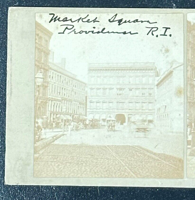 Vintage Stereoview Card: Market Square Providence Rhode Island 3D Photo Historic