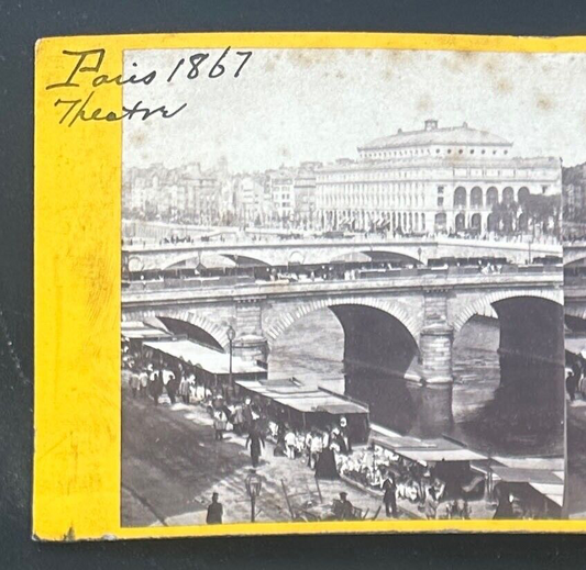 Vintage Stereoview Card: “Paris Theater 1867 “ 3.5x7in