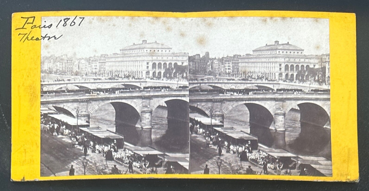 Vintage Stereoview Card: “Paris Theater 1867 “ 3.5x7in