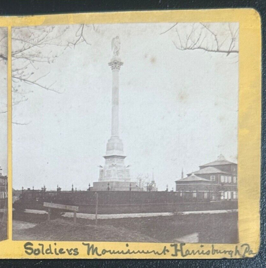Vintage StereoView Card “Monument for Soldiers Mexican War,  Harrisburgh" 3.5x7"